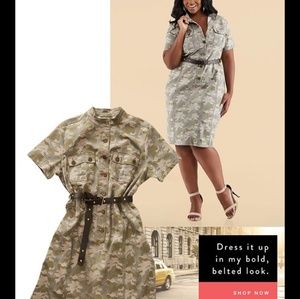 Ashley Stewart camoflage shirt dress